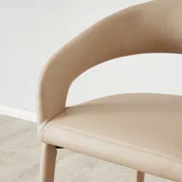 Moulin Sand Beige Vegan Leather 76cm Bar Stool - Polished Gold Legs 	