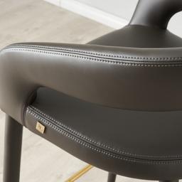 Moulin Smoke Grey Vegan Leather Bar Stool - Polished Gold Legs