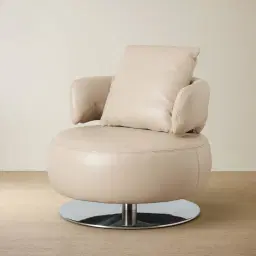 Vermont Almond Cream Leather Swivel Chair