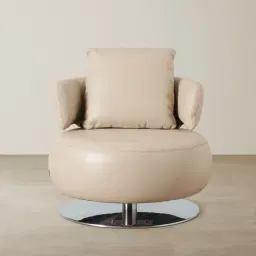 Vermont Almond Cream Leather Swivel Chair
