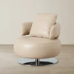 Vermont Almond Cream Leather Swivel Chair
