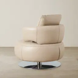 Vermont Almond Cream Leather Swivel Chair