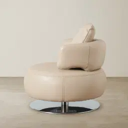 Vermont Almond Cream Leather Swivel Chair