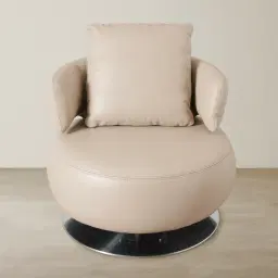 Vermont Almond Cream Leather Swivel Chair