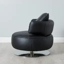 Vermont Black Leather Swivel Chair