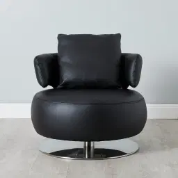 Vermont Black Leather Swivel Chair