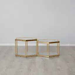 Hexagonal Side Table 35cm - Gold