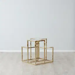 Geometric II Champagne Gold Side Table 