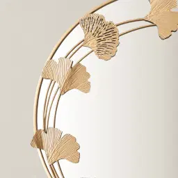 Round Gold Ginkgo Mirror