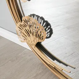 Round Gold Ginkgo Mirror