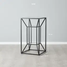 Laila Glass Side Table - Black Iron Frame