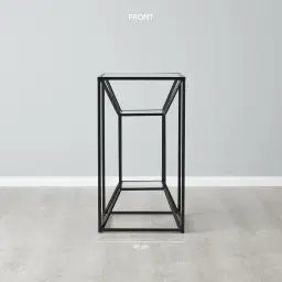 Laila Glass Side Table - Black Iron Frame