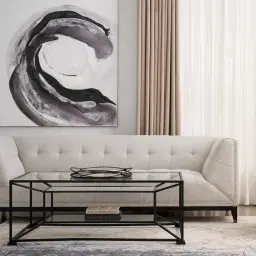 Laila Glass Coffee Table  - Black Iron Frame
