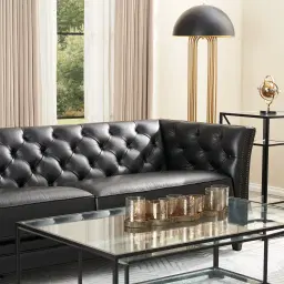 Laila Glass Coffee Table  - Black Iron Frame