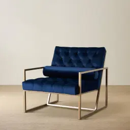 Elliot Navy Blue Velvet Occasional Chair 