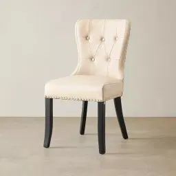Viktor Cream Vegan Leather Dining Chair - Lionhead Pull
