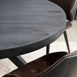 Emmett Black Mango Wood Round Dining Table 