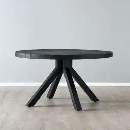 Emmett Black Mango Wood Round Dining Table 