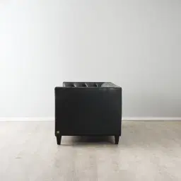 Russell Black Leather 3-Seater Sofa 