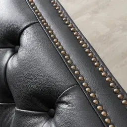 Russell Black Leather 3-Seater Sofa 