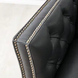 Russell Black Leather 3-Seater Sofa 