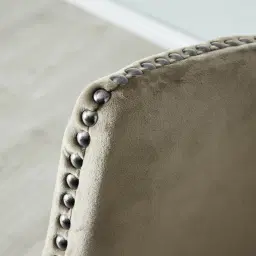 Simone Beige Velvet Bar Stool - Silver Accessories