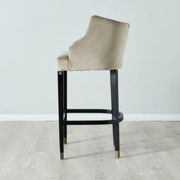 Simone Beige Velvet Bar Stool - Silver Accessories