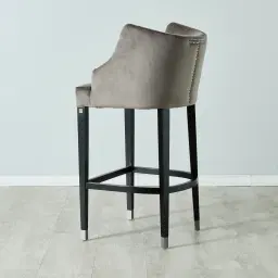 Simone Mushroom Velvet Bar Stool - Silver Accessories