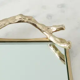 Golden Branch Mirror Tray