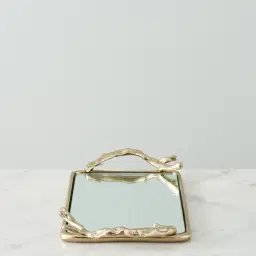 Golden Branch Mirror Tray