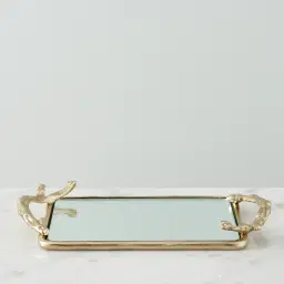 Golden Branch Mirror Tray