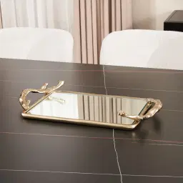 Golden Branch Mirror Tray