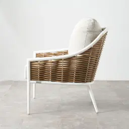 Lucia Cream Outdoor Chair - White Frame
