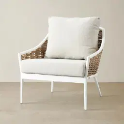 Lucia Cream Outdoor Chair - White Frame