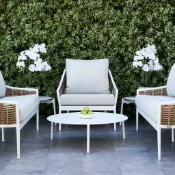 Lucia Cream Outdoor Chair - White Frame