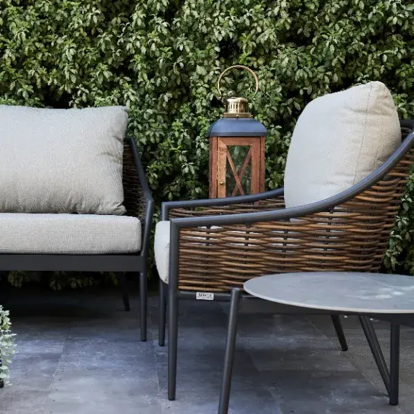 Lucia Warm Beige Outdoor Chair - Charcoal Frame