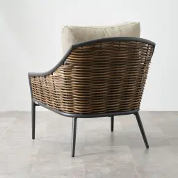 Lucia Warm Beige Outdoor Chair - Charcoal Frame
