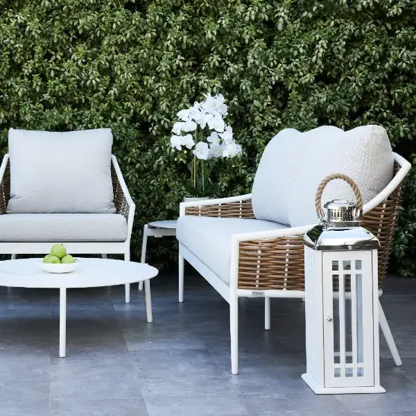 Lucia Cream 2-Seater Outdoor Sofa -White Frame