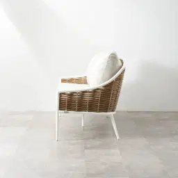 Lucia Cream 2-Seater Outdoor Sofa -White Frame