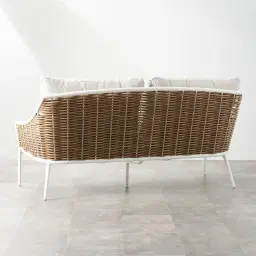 Lucia Cream 2-Seater Outdoor Sofa -White Frame