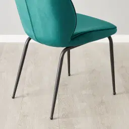 Abbey II Peacock Blue Velvet Dining Chair - Black Legs