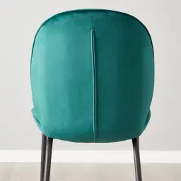 Abbey II Peacock Blue Velvet Dining Chair - Black Legs