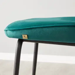 Abbey II Peacock Blue Velvet Dining Chair - Black Legs