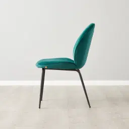 Abbey II Peacock Blue Velvet Dining Chair - Black Legs