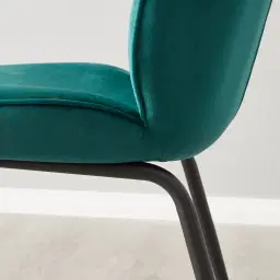 Abbey II Peacock Blue Velvet Dining Chair - Black Legs