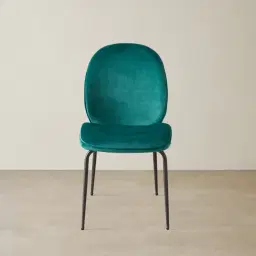 Abbey II Peacock Blue Velvet Dining Chair - Black Legs