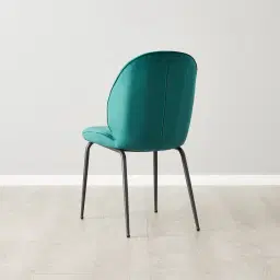 Abbey II Peacock Blue Velvet Dining Chair - Black Legs