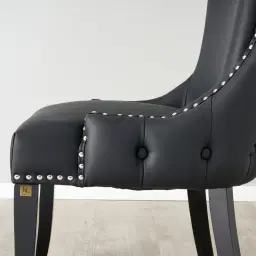 Camille II Black Vegan Leather Dining Chair 