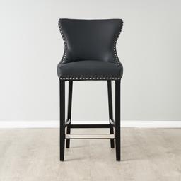 Camille II Black Vegan Leather Bar Stool 