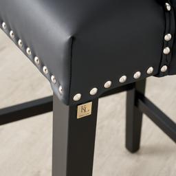 Camille II Black Vegan Leather Bar Stool 